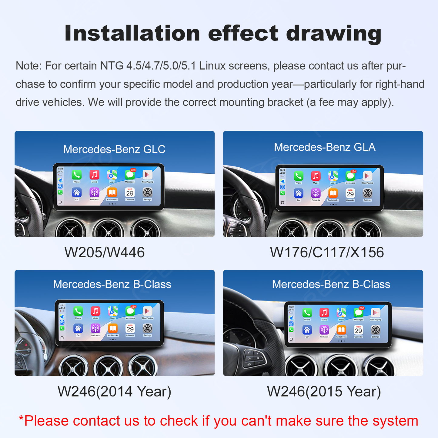 12.3" Ultra-Slim 2400x900 CarPlay Screen for Mercedes NTG4.5/NTG5.0