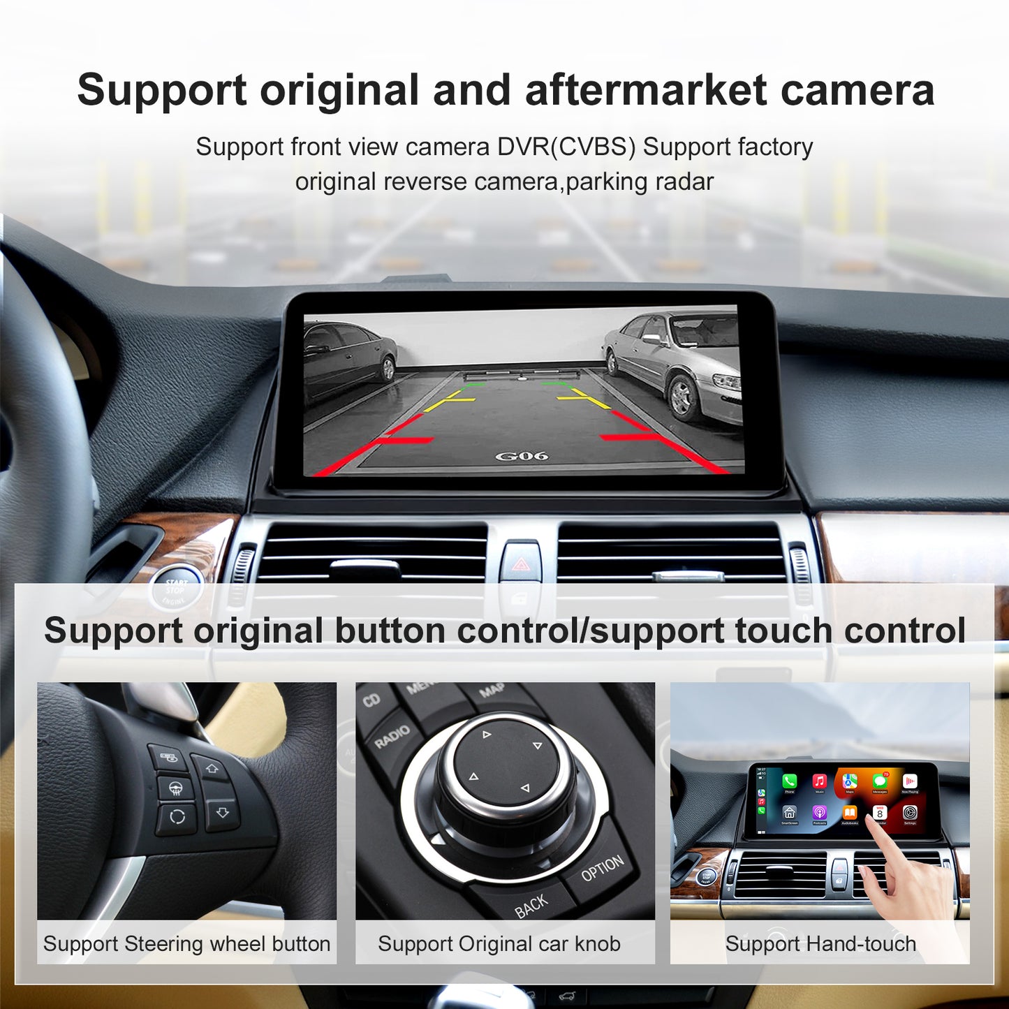 10,25 Zoll kabelloser CarPlay Android Auto Linux Multimedia-Bildschirm, kompatibel mit BMW X5 X6 E70 E71 (2007–2017)