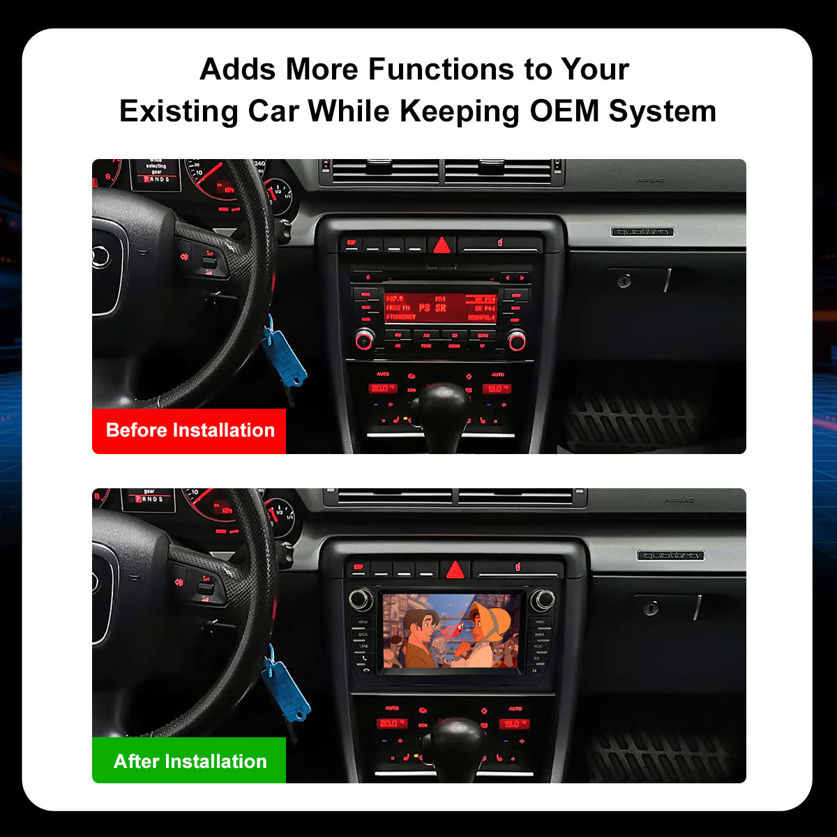 7" Car Stereo Radio Head Unit Multimedia Screen For Audi A4 Wireless CarPlay Android Auto