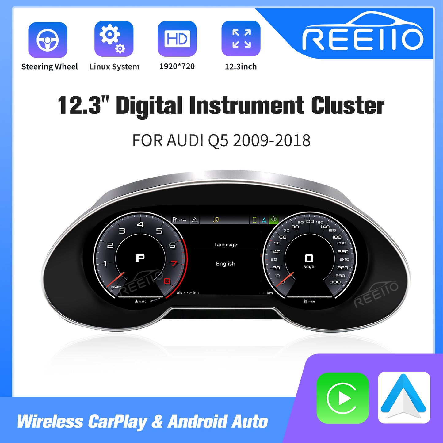 12.3" LCD Cluster Digital Dashboard For Audi Q5
