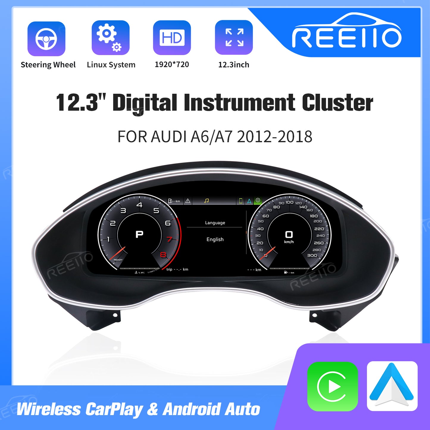 12.3" LCD Cluster Digital Dashboard For Audi A6/A7