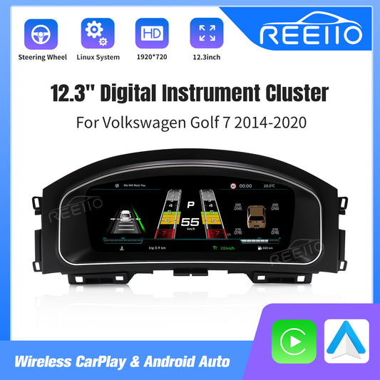 12.3" LCD Cluster Digital Dashboard For Volkswagen Golf