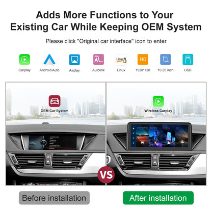 10,25 Zoll Wireless CarPlay Android Auto Linux Multimedia-Bildschirm Kompatibel mit BMW X1 E84 2009-2015