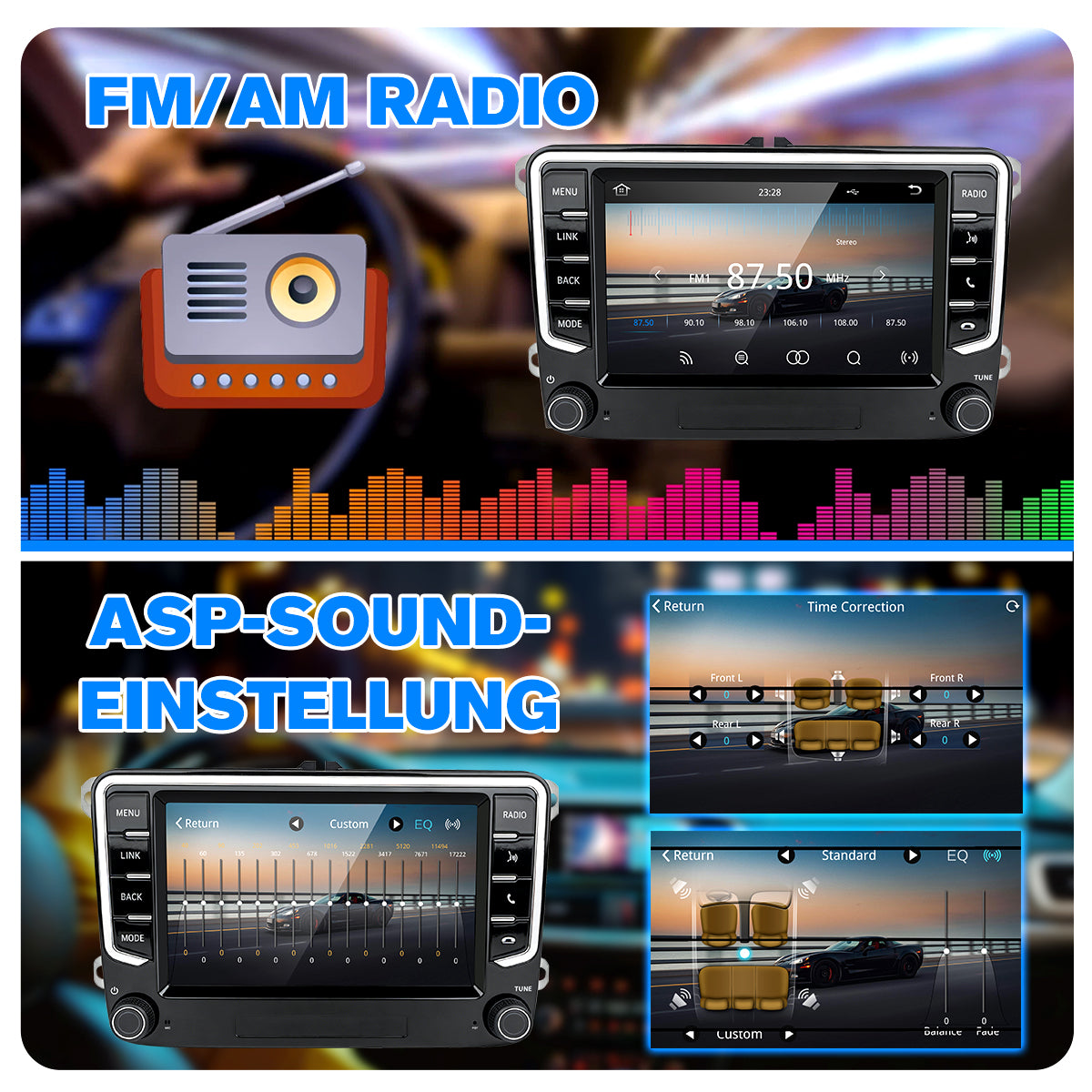 7" Car Stereo Radio Head Unit Multimedia Screen For Volkswagen Wireless CarPlay Android Auto