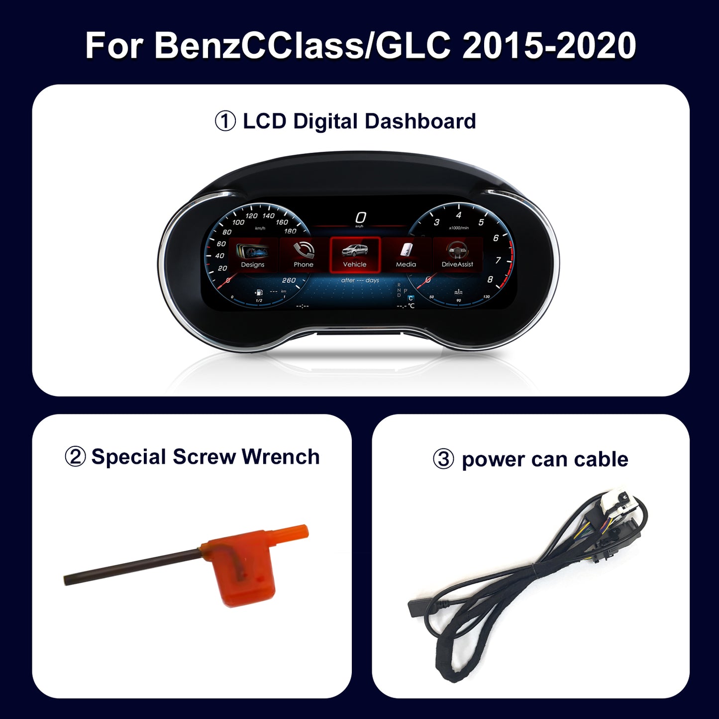 12.3" LCD Digital Dashboard For Mercedes Benz GLC C-Class