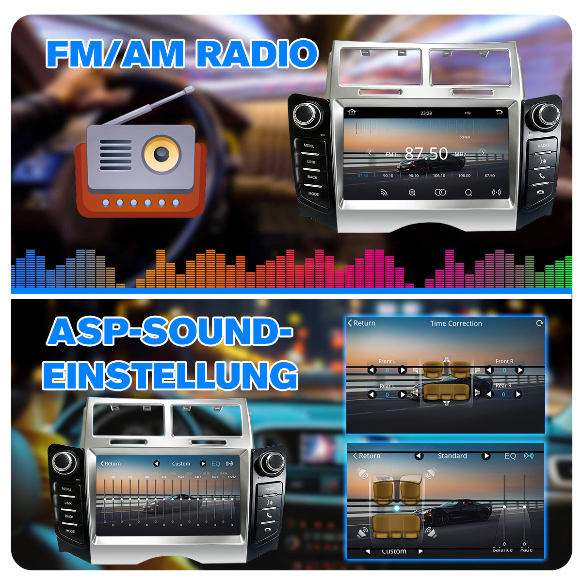 7" Car Stereo Radio Head Unit Multimedia Screen For Toyota Yaris Wireless CarPlay Android Auto