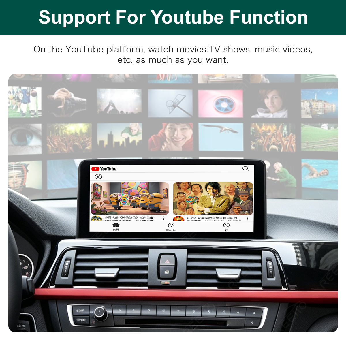 10.25" Wireless CarPlay Screen for BMW 3/4Series F30 – Supports YouTube