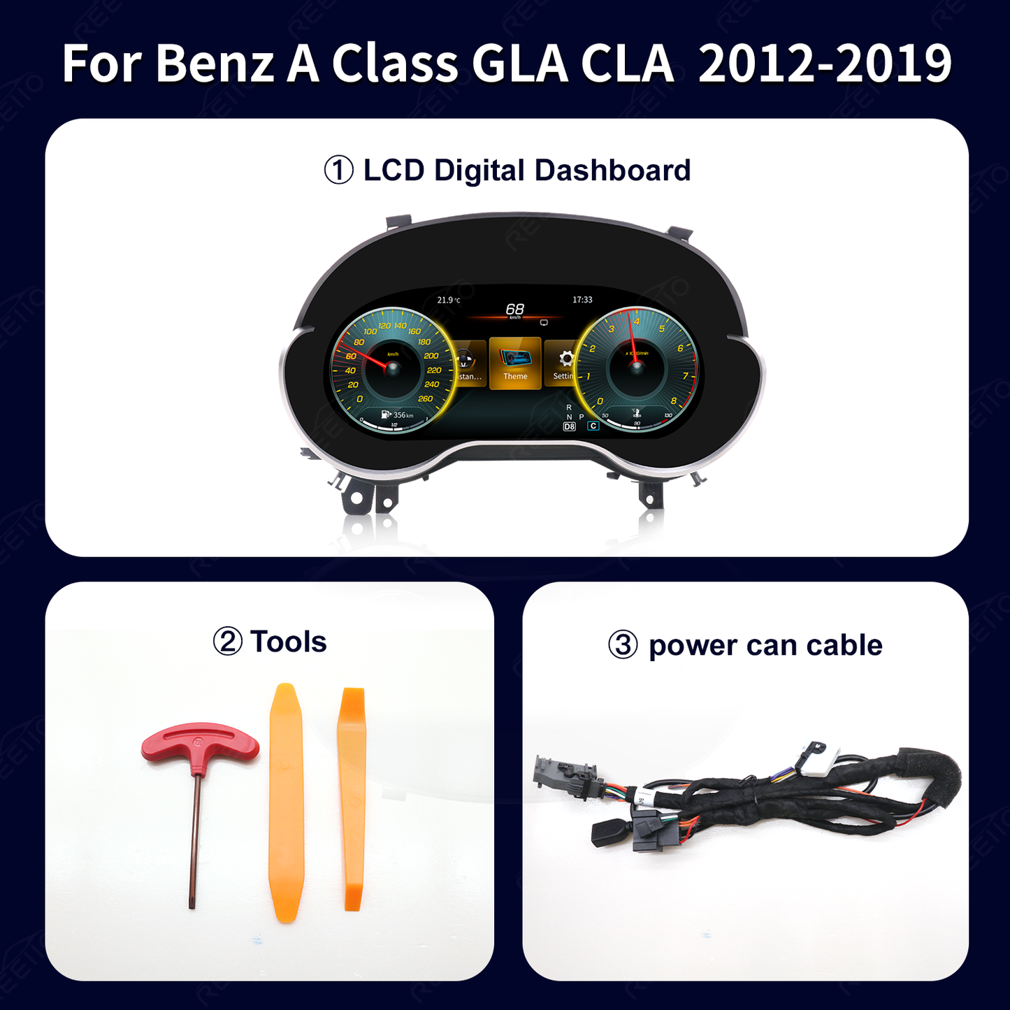 12.3" LCD Cluster Digital Dashboard For Mercedes Benz A/GLA/CLA