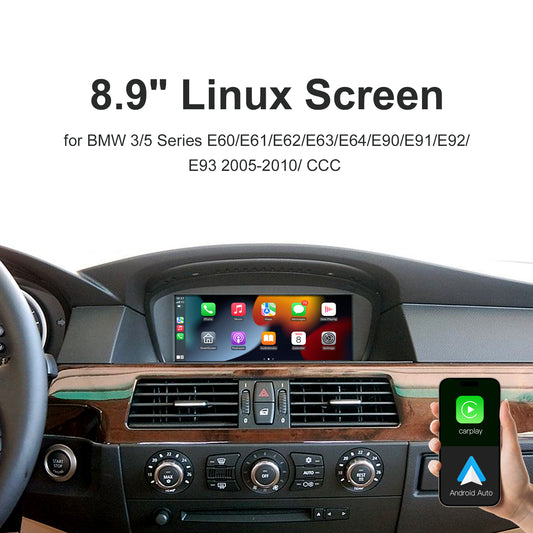 10,25 Zoll kabelloser CarPlay Android Auto Linux Multimedia-Bildschirm, kompatibel mit BMW 3er/5er-Serie E60~E93 (2004-2012)