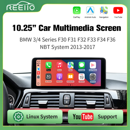 10.25" Wireless CarPlay Screen for BMW 3/4Series F30 – Supports YouTube
