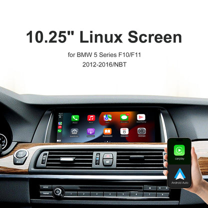 10,25 Zoll kabelloser CarPlay Android Auto Linux Multimedia-Bildschirm, kompatibel mit BMW 5er F10 F11 (2012–2016)