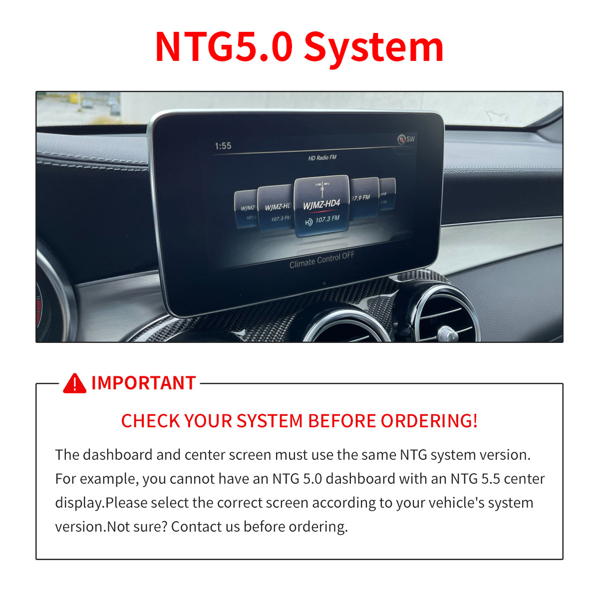 12.3" Ultra-Slim 2400x900 CarPlay Screen for Mercedes C/GLC W205