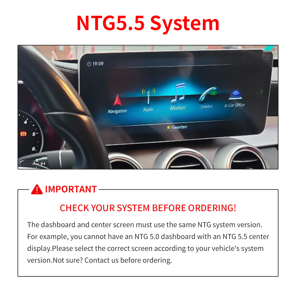 12.3" Ultra-Slim 2400x900 CarPlay Screen for Mercedes C/GLC W205