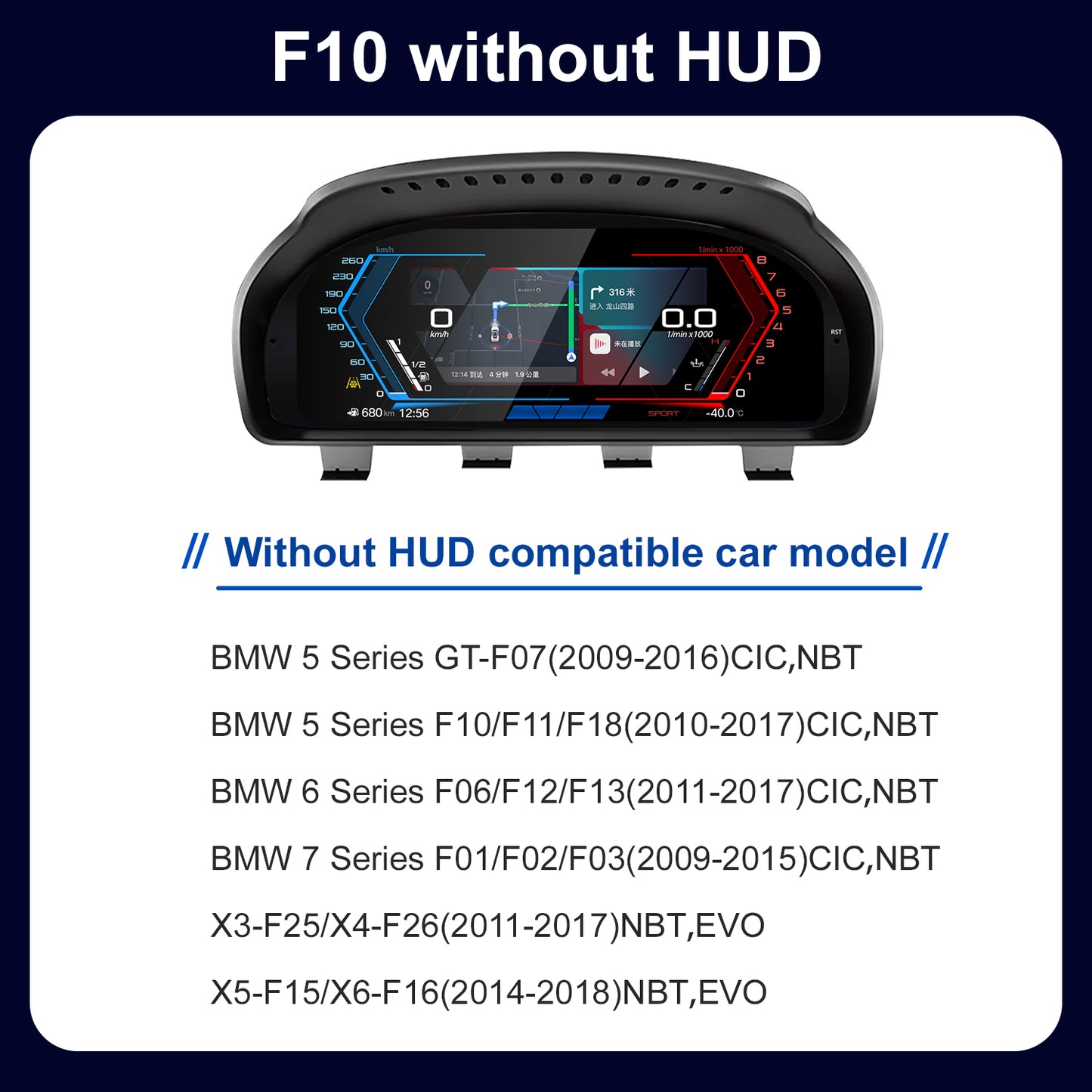 12.3" LCD Cluster Digital Dashboard For BMW 5/6/7 Series F10