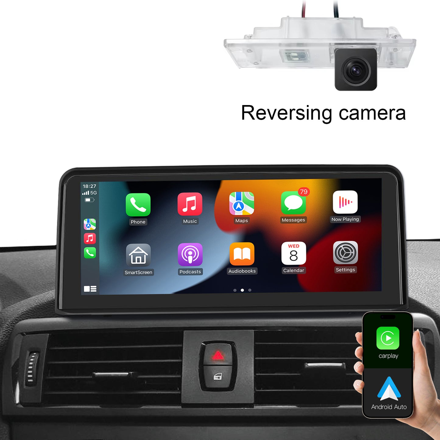 10,25 Zoll kabelloser CarPlay Android Auto Linux Multimedia-Bildschirm, kompatibel mit BMW 1er F20~F23 (2012-2015)
