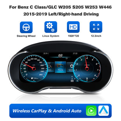 12.3" LCD Cluster Digital Dashboard For Mercedes Benz GLC C-Class
